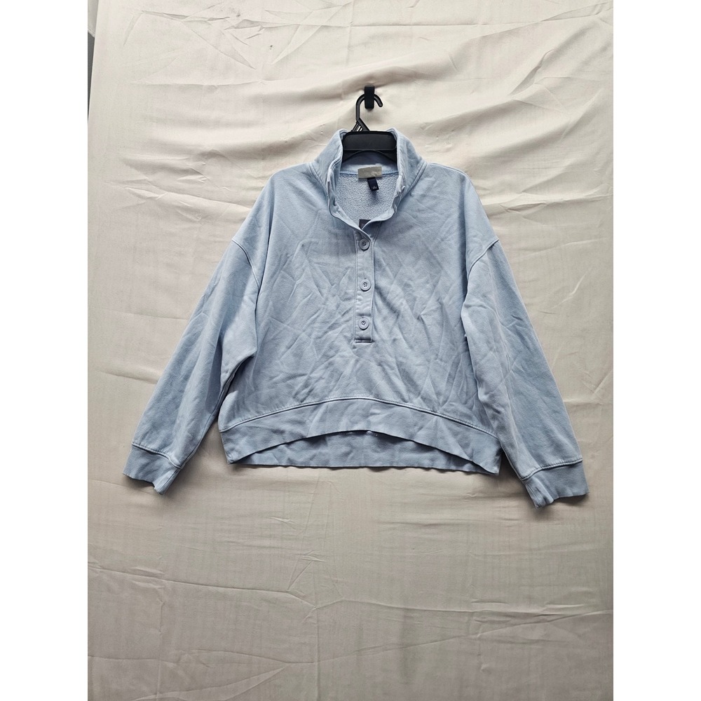 Universal Thread Womens Mock Neck Sweatshirt Blue Cotton Blend Casual Size Large
